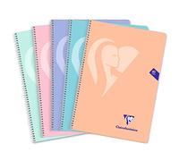 Clairefontaine 696983C - Mimesys cahier spiralé carte souple Folio 21,5x31cm 160p Q.4x4 + marge couleurs PASTEL - couleur aléatoire