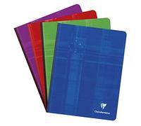 Clairefontaine 69741C - Un cahier broché dos toilé 192 pages 17x22 cm 90g grands carreaux, couverture carte pelliculée couleur aléatoire