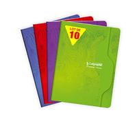 Clairefontaine 7153C Calligraphe - Cuadernos (17 x 22 cm, cuadrados, 48 hojas, 70 g, 10 unidades), varios colores