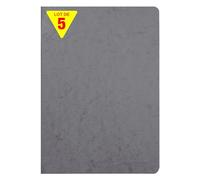 Clairefontaine 733005Cpack Collection Age Bag One - Lote de 5 cuadernos grapados, color gris, A4, 21 x 29,7 cm, 96 páginas sólidas blancas, papel 90 g, fundas para tarjeta cepillada, grano de piel