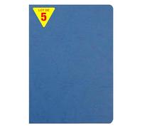 Clairefontaine 733064Cpack Collection Age Bag Un Lot de 5 Cahiers Agrafés Bleus - A4 21x29,7 cm - 96 Pages Lignées avec Marge - Papier Blanc 90 g - Couvertures Carte Lustrée Grain Cuir