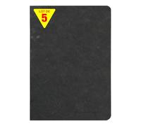 Clairefontaine 733101Cpack Collection Age Bag Un juego de 5 cuadernos grapados negros, A5, 14,8 x 21 cm, 96 páginas sólidas blancas, papel 90 g, fundas para tarjeta con diseño de grano de piel