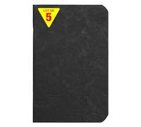 Clairefontaine 734101Cpack Collection Age Bag Un juego de 5 cuadernos grapados negros, 9 x 14 cm, 96 páginas sólidas blancas, papel de 90 g, fundas para tarjeta con diseño de grano de piel