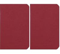 Clairefontaine 734102C - Cuaderno Age Bag - 9x14 cm - 96 páginas lisas blancas - 90 g/m2 - Cartulina lustrada símil textura piel - Rojo (Paquete de 2)