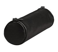 Clairefontaine 77016C - Une trousse ronde Age Bag en véritable cuir d'agneau 21 cm x 6 cm de diamètre, Noir