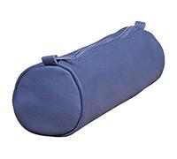 Clairefontaine 77023C - Une trousse ronde Age Bag en véritable cuir d'agneau 21 cm x 6 cm de diamètre, Bleu