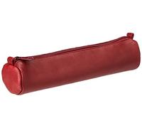 Clairefontaine 77029C - Une trousse ronde Age Bag en véritable cuir d'agneau 21 cm x 6 cm de diamètre, Rouge