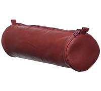 Clairefontaine 77029C - Une trousse ronde Age Bag en véritable cuir d'agneau 21 cm x 6 cm de diamètre, Rouge