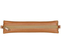 Clairefontaine 77036C Collection Age Bag Une Trousse Plate avec Élastique en Véritable Cuir d'Agneau Marron - 20 cm x 4,5 cm