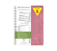 Clairefontaine 782396Cpack - Age Bag My.Daily Planner carnet reliure intégrale 14,8x21cm 250p détach. préimprimées rose antique - PAQ DE 5