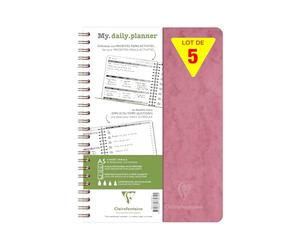 Clairefontaine 782396Cpack - Age Bag My.Daily Planner carnet reliure intégrale 14,8x21cm 250p détach. préimprimées rose antique - PAQ DE 5