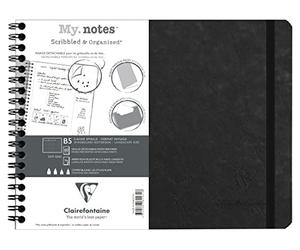 Clairefontaine 782431C - Age Bag My.Notes cahier reliure intégrale à marge détachable 25x19cm 120p détach. DOT noir