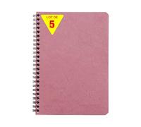 Clairefontaine 785666Cpack - Age Bag carnet reliure intégrale à poches 14,8x21cm 120p détach. ligné rose antique - PAQ DE 5