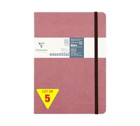 Clairefontaine 793426Cpack - Age Bag My.Essential carnet cousu dos carré 14,8x21cm 192p 5x5 rose antique papier ivoire 90g - PAQ DE 5
