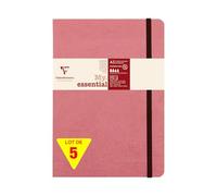 Clairefontaine 793466Cpack - Age Bag My.Essential carnet cousu dos carré 14,8x21cm 192p ligné rose antique papier ivoire 90g - PAQ DE 5
