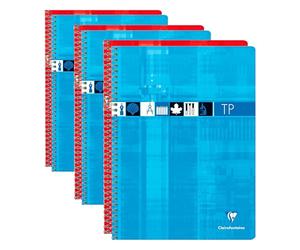 Clairefontaine 8007C Un cuaderno de espiral de trabajos prácticos - 24 x 32 cm - 80 páginas grandes de cuadros 90 g y lisas, 125 g, manta para mapas pellizcados - Color aleatorio (Paquete de 3)