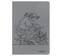 Clairefontaine 812997C - Cuaderno cosido "Astérix Crayones", 64 páginas, 14,8 x 21 cm, rayas marfil, tapa Maya gris, visual aleatorio