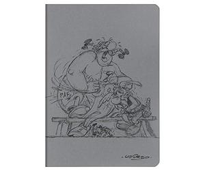 Clairefontaine 812997C - Cuaderno cosido "Astérix Crayones", 64 páginas, 14,8 x 21 cm, rayas marfil, tapa Maya gris, visual aleatorio