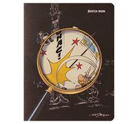 Clairefontaine 813028C - Cuaderno cosido Sketchbook Dibujado a lápiz bajo la lupa de Asterix sobre fondo negro - 16x21 cm - 60 páginas de papel de dibujo Sketch color marfil liso 90g