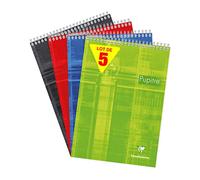 Clairefontaine 8151C - Bloc de espiral (5 unidades, A4, 90 g, 80 hojas), varios colores