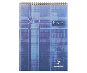 Clairefontaine 8151C - Un bloc pupitre à spirale en-tête 160 pages détachables 21x29,7 cm 90g grands carreaux, couverture carte pelliculée couleur aléatoire