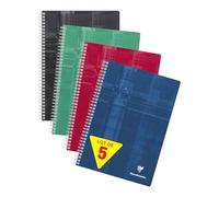 Clairefontaine 8172Cpack Un - Lote de 5 cuadernos de espiral, A4, 21 x 29,7 cm, 224 páginas, pequeños azulejos - Papel blanco 90 g - Cubiertas para tarjetas con película, colores surtidos aleatorios