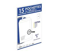 Clairefontaine 825015C - Paquete de 15 bolsas C4 blancas - 229 x 324 mm - Autoadhesivas - 120 g/m²