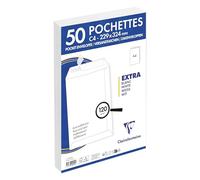 Clairefontaine 825050C - Paquete de 50 bolsas C4 blancas - 229 x 324 mm - Autoadhesivas - 120 g/m²