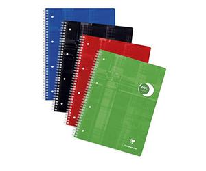 Clairefontaine 8253C - Paquete de 5 bloques colgados DIN A4+ con orificios para encuadernación, 4 orificios perforados, 80 hojas cuadriculadas con puntos/puntos, 90 g, colores surtidos, 1 paquete