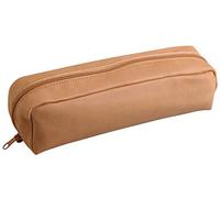 Clairefontaine 8300C - Trousse Scolaire Rectangulaire 22x5x3 cm en Cuir Véritable, Beige