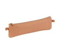 Clairefontaine 8301C - Trousse Scolaire Plate 22x6 cm en Véritable Cuir, Beige