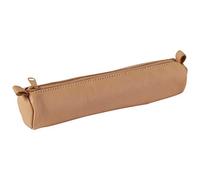 Clairefontaine 8303C - Estuche escolar redondo de 3,5 x 18 cm de piel auténtica, color beige