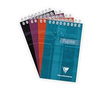 Clairefontaine 8622C - Un bloc pupitre à spirale en-tête 160 pages détachables 8,5x14 cm 90g petits carreaux, couverture carte pelliculée couleur aléatoire