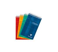Clairefontaine 8642C - Un bloc Pupitre à spirale en-tête 160 pages détachables 10,5x17 cm 90g petits carreaux, couverture carte pelliculée couleur aléatoire