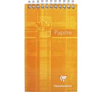 Clairefontaine 8646C - Un bloc Pupitre à spirale en-tête 160 pages détachables 10,5x17 cm 90g lignées, couverture carte pelliculée couleur aléatoire