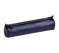 Clairefontaine 8694C - Trousse Scolaire Cuirisé Ronde Ø5,5x22 cm en Véritable Cuir irisé, Pétrole