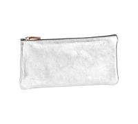 Clairefontaine 8701C - Trousse Scolaire Plate 22x11 cm en Véritable Cuir irisé, Argent