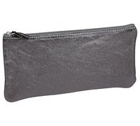 Clairefontaine 8703C - Trousse Scolaire Plate 22x11 cm en Véritable Cuir irisé Graphite