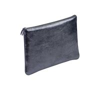 Clairefontaine 8707C - Trousse Scolaire Plate 22x11 cm en Véritable Cuir irisé, Pétrole
