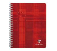 Clairefontaine 882C - Un cahier à spirale 120 pages 16,5x21 cm 90g petits carreaux avec marge, couverture carte pelliculée couleur aléatoire