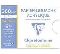 Clairefontaine 93341C - Un pochette Gouache et Acrylique 6 feuilles 24x32 cm 360g