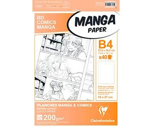 Clairefontaine 94048 C papel manga - Funda BD/Comic 40 hojas rejilla de 6 Cases 25,7 x 36,4 cm 200 G