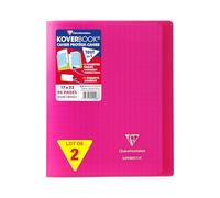 Clairefontaine 951408AMZC Un lot de 2 Cahiers Agrafés Koverbook - 17x22 cm - 96 Pages Grands Carreaux 90 g - Couverture Polypro - Couleur : rose