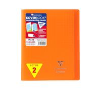 Clairefontaine 951409AMZC Un lot de 2 Cahiers Agrafés Koverbook - 17x22 cm - 96 Pages Grands Carreaux 90 g - Couverture Polypro - Couleur : orange
