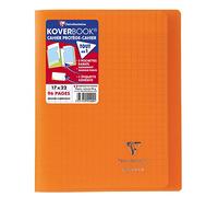 Clairefontaine 951409C - Un paquet de 10 cahiers piqués Koverbook 96 pages 17x22 cm 90g grands carreaux, couverture polypro (plastique) transparente, Orange