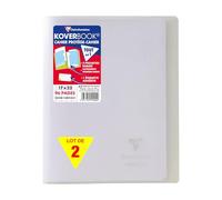 Clairefontaine 951420AMZC Un lot de 2 Cahiers Agrafés Koverbook - 17x22 cm - 96 Pages Grands Carreaux 90 g - Couverture Polypro - Couleur : incolore