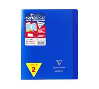 Clairefontaine 951422AMZC Un lot de 2 Cahiers Agrafés Koverbook - 17x22 cm - 96 Pages Grands Carreaux 90 g - Couverture Polypro - Couleur : bleu marine