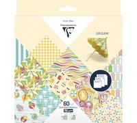 Clairefontaine 95384C - 60 hojas de papel Origami 70 g/m², 3 tamaños: 10 x 10 cm, 15 x 15 cm, 20 x 20 cm, 10 diseños coloridos surtidos (2 hojas por formato), ocio creativo adulto, French Riviera