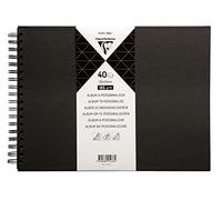 Clairefontaine 95436C - Álbum de espiral para personalizar, 40 hojas de papel negro, 185 g/m², tamaño 32 x 24 cm, tapa dura, color negro