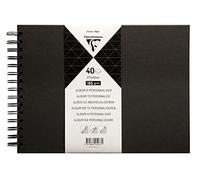 Clairefontaine 95437C - Álbum de espiral para personalizar, 40 hojas de papel negro, 185 g/m², tamaño 27 x 20 cm, tapa dura, color negro